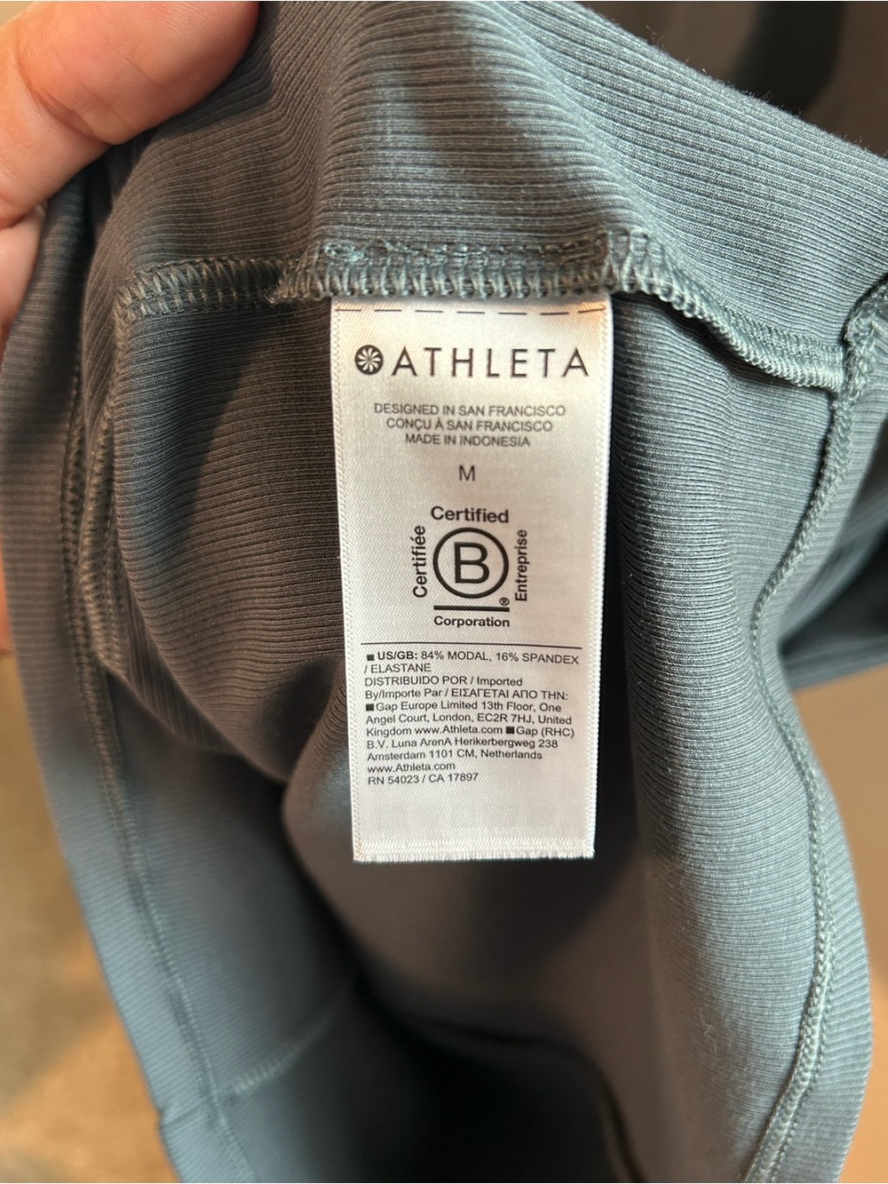 NWT Athleta Signature Rib Mock Neck Midi Dress Blue Gray Minimalist Size Medium - Picture 7 of 8
